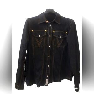 Versace - Men's Casual Snap Button Shirt - Medusa Back Logo - Black/gold-Size:46